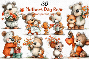 Whimsical Mothers Day Bear Clipart, an Illustration by Craft Nest