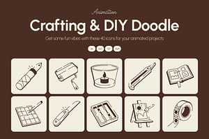 Animated Crafting and DIY Doodle, an Outline Icon by Vectors Market