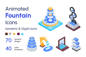 Animated Isometric Fountain Icons, a Duotone Icon by Vectors Market