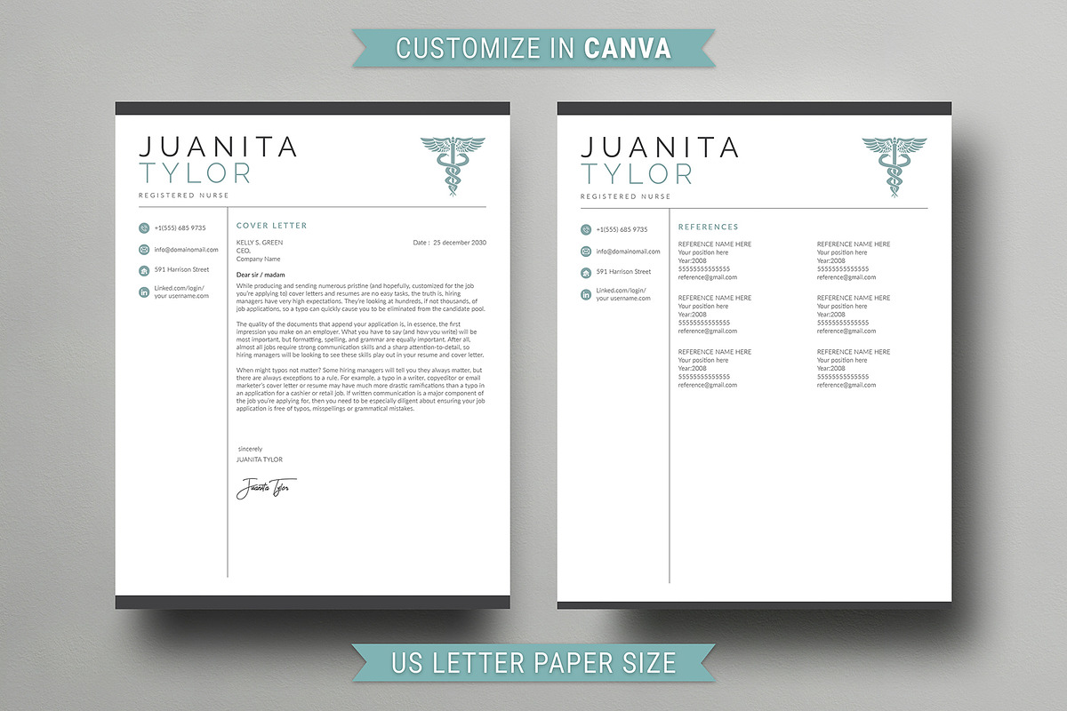 Nurse Resume Template Canva, a Resume Template by DesignDevisers (Photo 4 of 13)