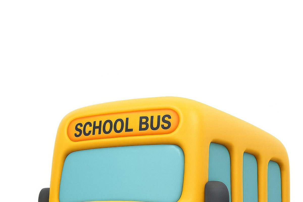 Cute yellow school bus emoji with sm, an Illustration by Dvoevnore photos