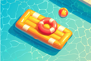 Cartoon inflatable mattress in the, an Object Illustration by LadadikArt