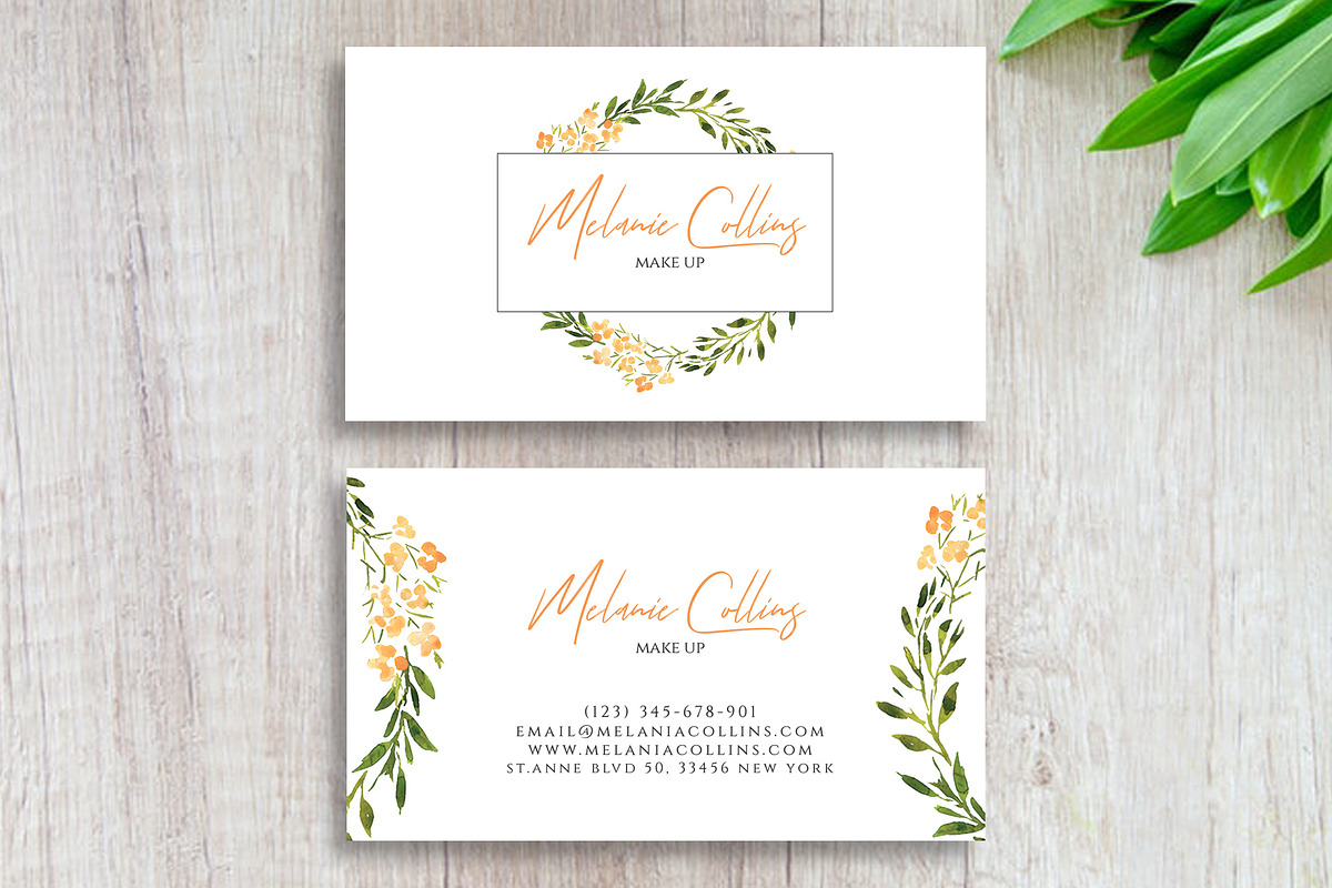 Floral Business Card Template, a Business Card Template by Bumblebee (Photo 1 of 2)