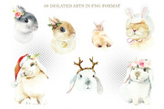 Watercolor Bunnies, an Animal Illustration by Budogoshch (Thumbnail 2 of 4)