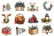 Cozy Farm Christmas watercolor clipa, an Illustration by Designworld (Thumbnail 3 of 6)
