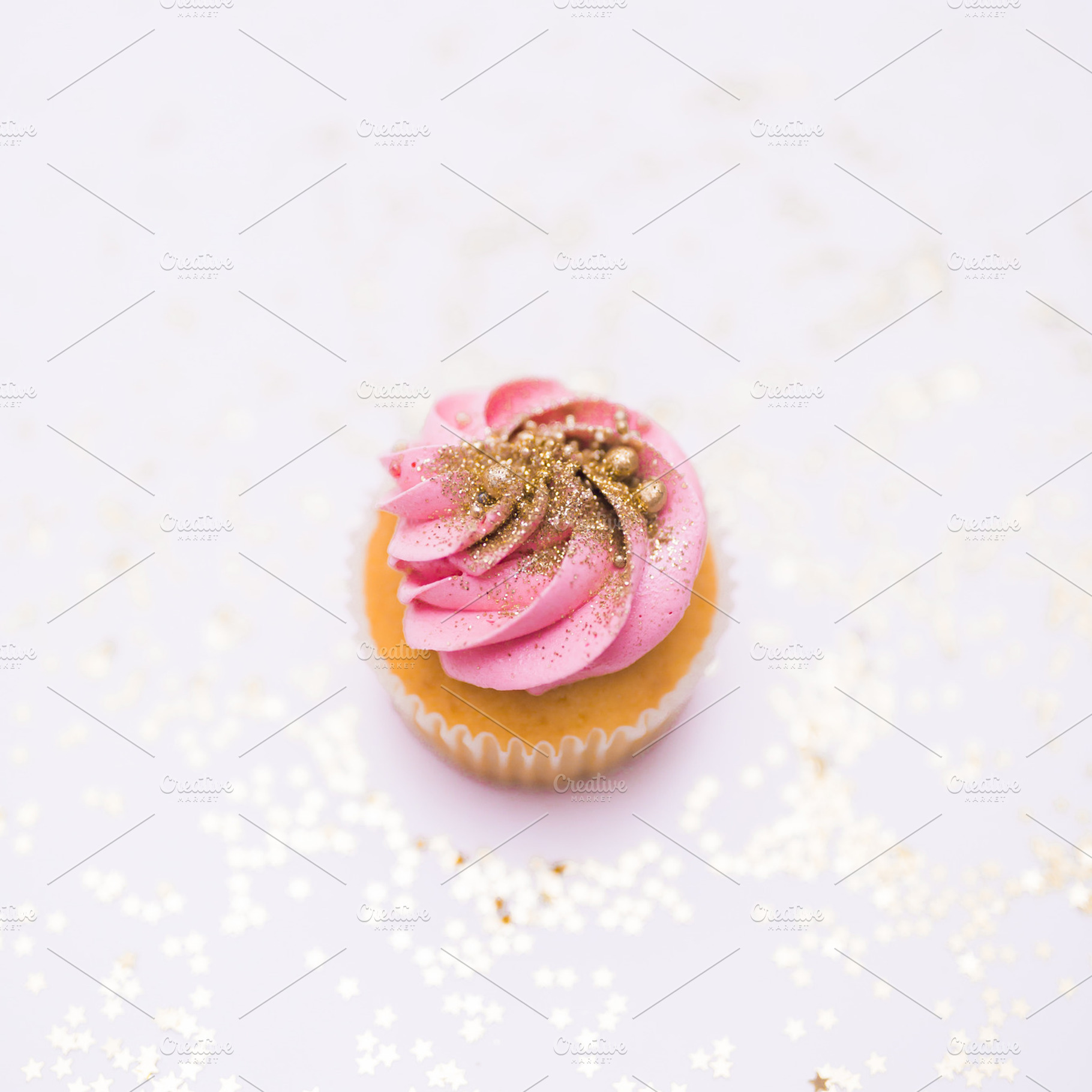 Square pink cupcake stock photo containing pink, square, and instagram, a Food & Drink Photo by The Snap Shop