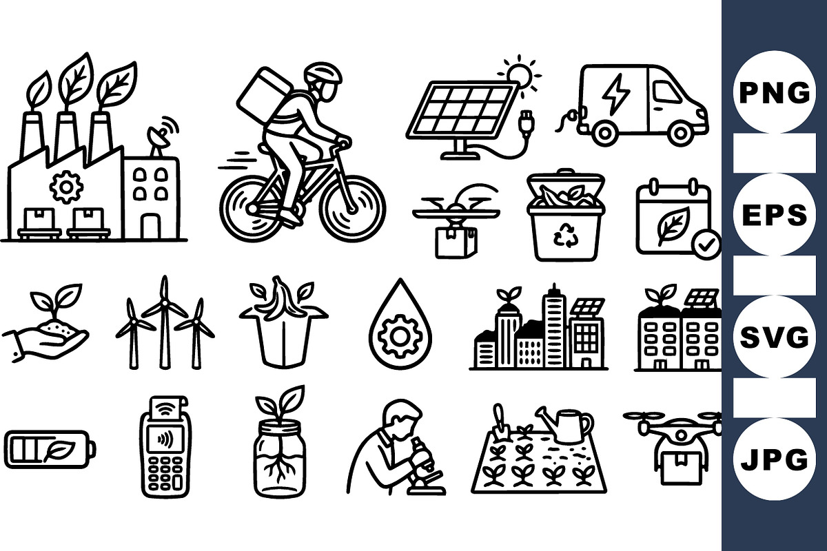 Eco Technology Icon Set, an Illustration by designvectx (Photo 1 of 3)