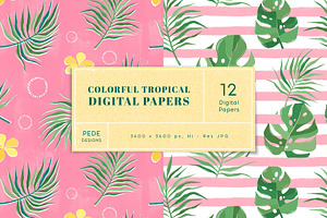 Colorful Tropical Digital Papers