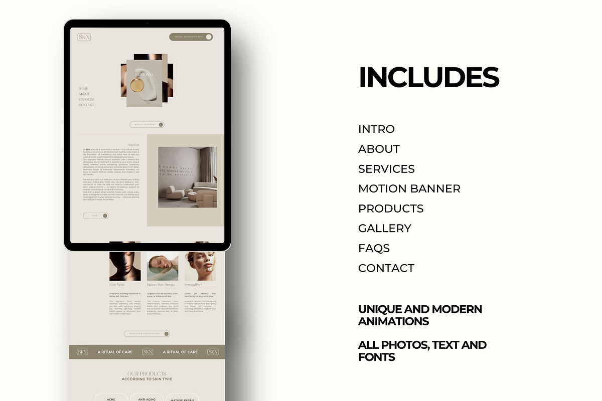 Skincare Canva Landing Page, a Social Media Template by Studio Suvelle (Photo 3 of 9)