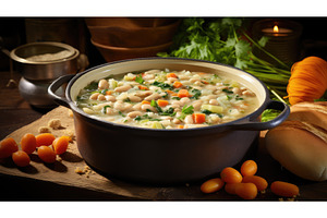 easy navy bean soup ai generated, a Food & Drink Photo by pikepicture