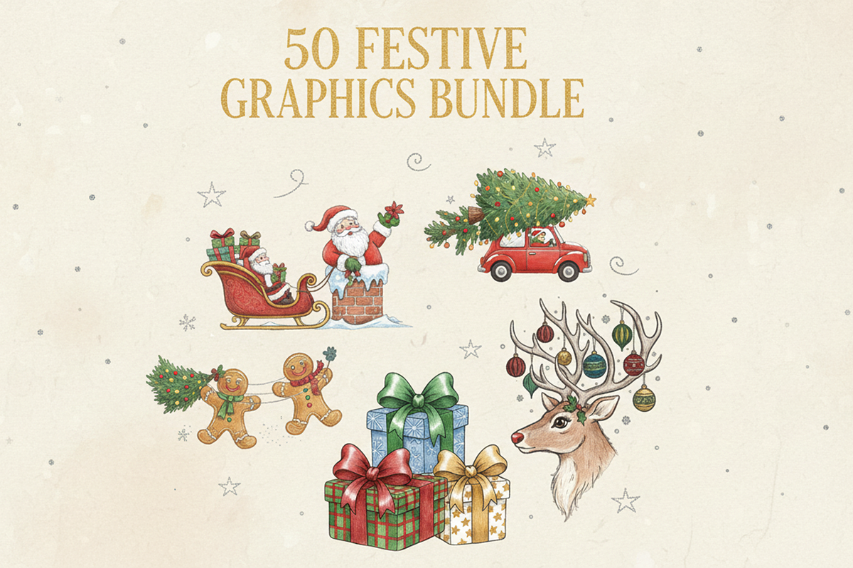 50 Unique Christmas PNG Bundle, a Seasonal Illustration by StudioByElevate (Photo 1 of 5)