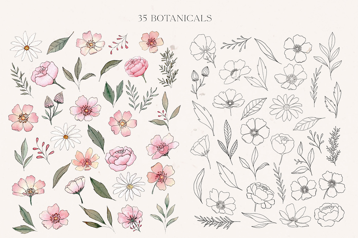 Watercolor Pink Florals & Ink, an Illustration by Michèle Kae (Photo 7 of 10)