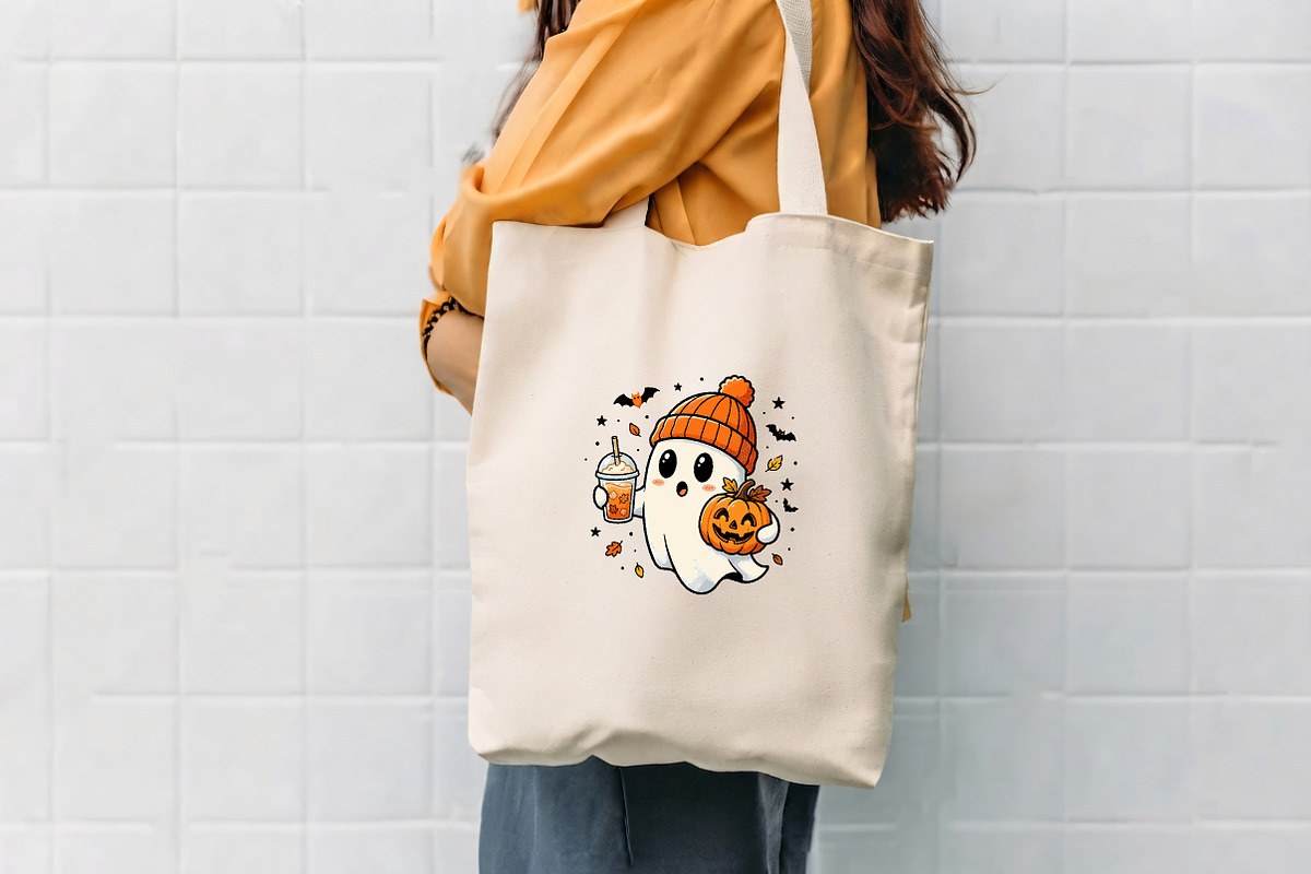 Ghost with pumpkin and drink, a Seasonal Illustration by CrexoraLab (Photo 4 of 4)