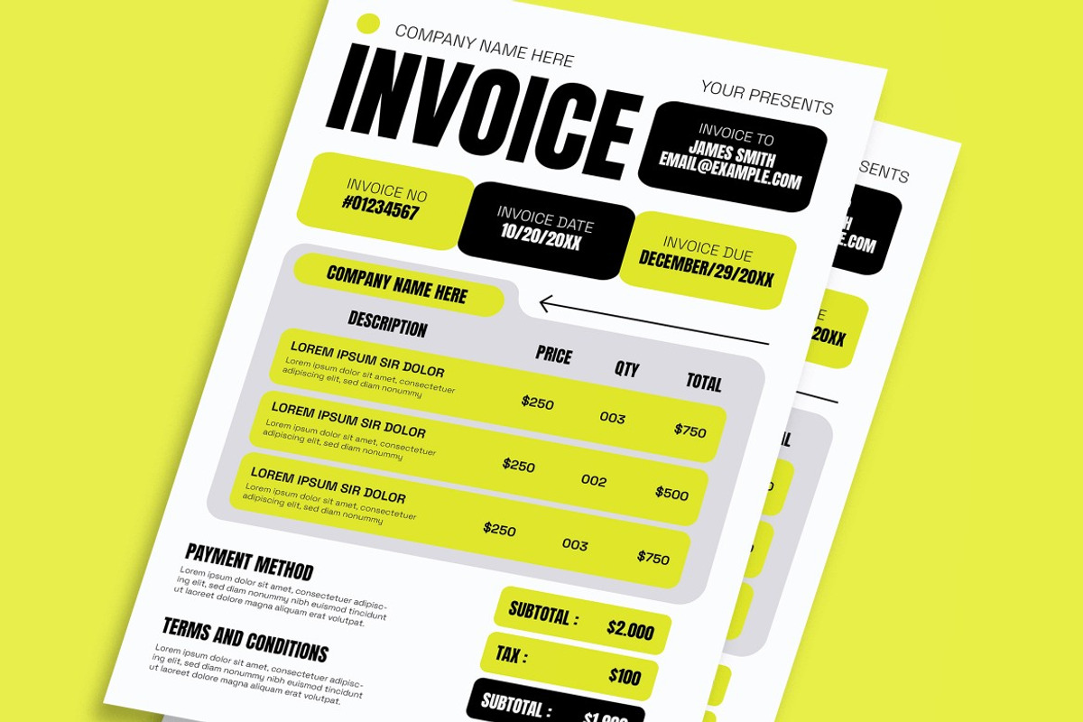 White Black Bold Minimalist Invoice, a Templates & Theme by graphicook (Photo 3 of 3)
