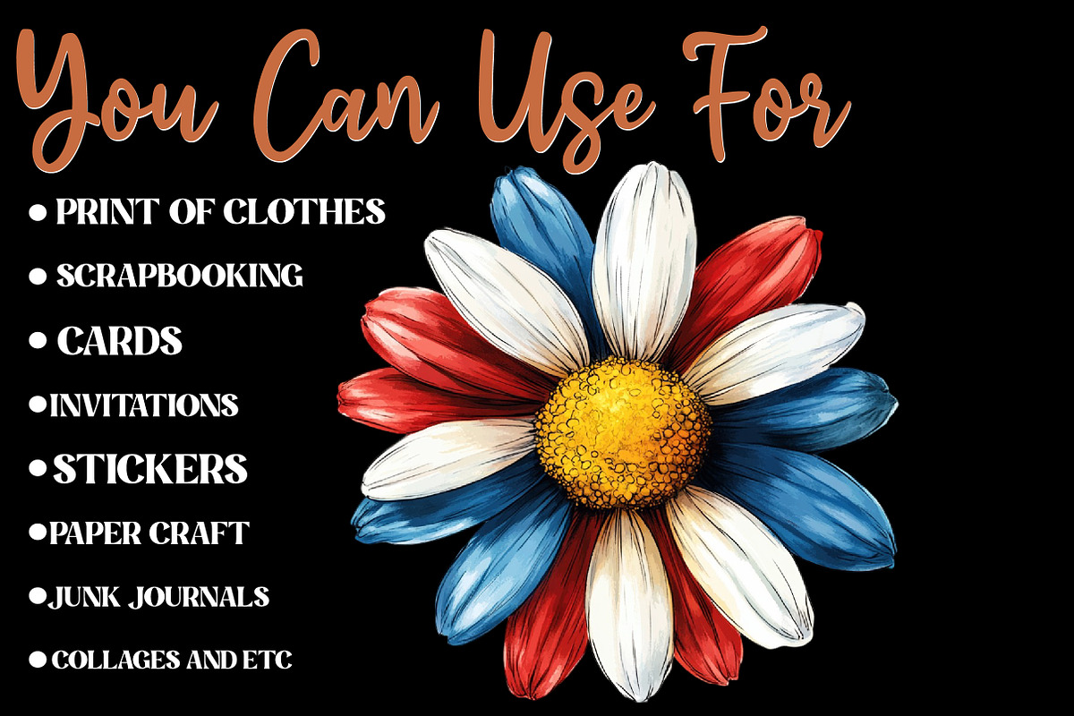 American Flag Daisy Flower 4th of, an Illustration by Designworld (Photo 7 of 9)