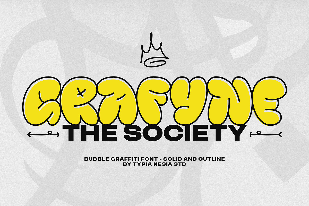 Grafyne - Modern Bubble Grafitti, a Font by Typia Nesia (Photo 1 of 12)