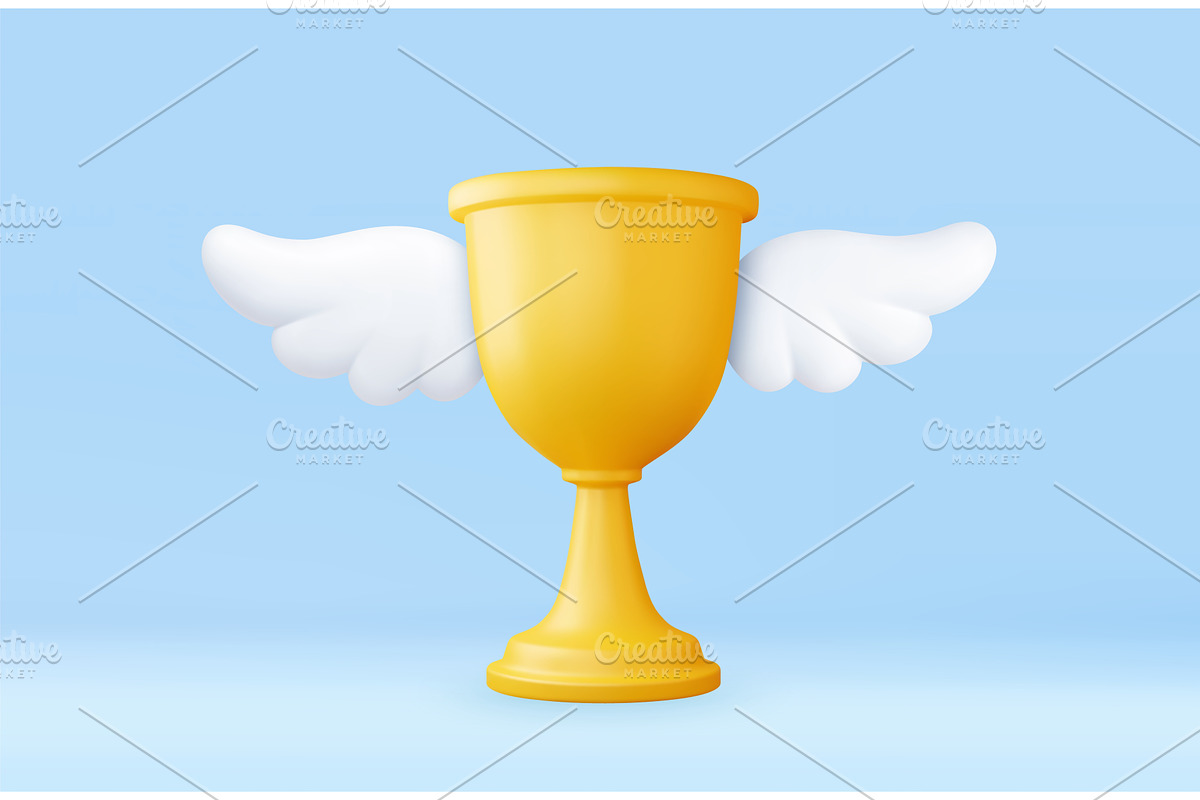 3d Golden trophy with white wings, a Sport Illustration by ModVector