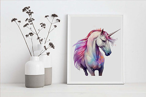 Cartoon Unicorn Clipart 15 PNG