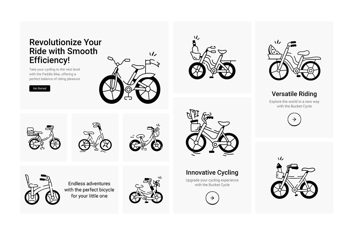 Bicycles Drawing Icons, a Solid Icon by Prosymbols (Photo 4 of 5)