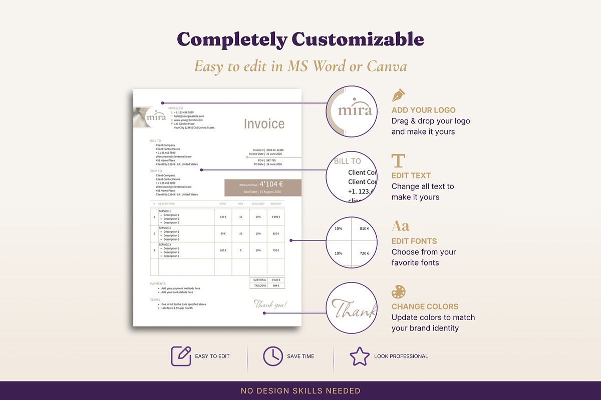 Invoice Templates 3 Designs Word, a Stationery Template by B2 Studio (Photo 11 of 18)