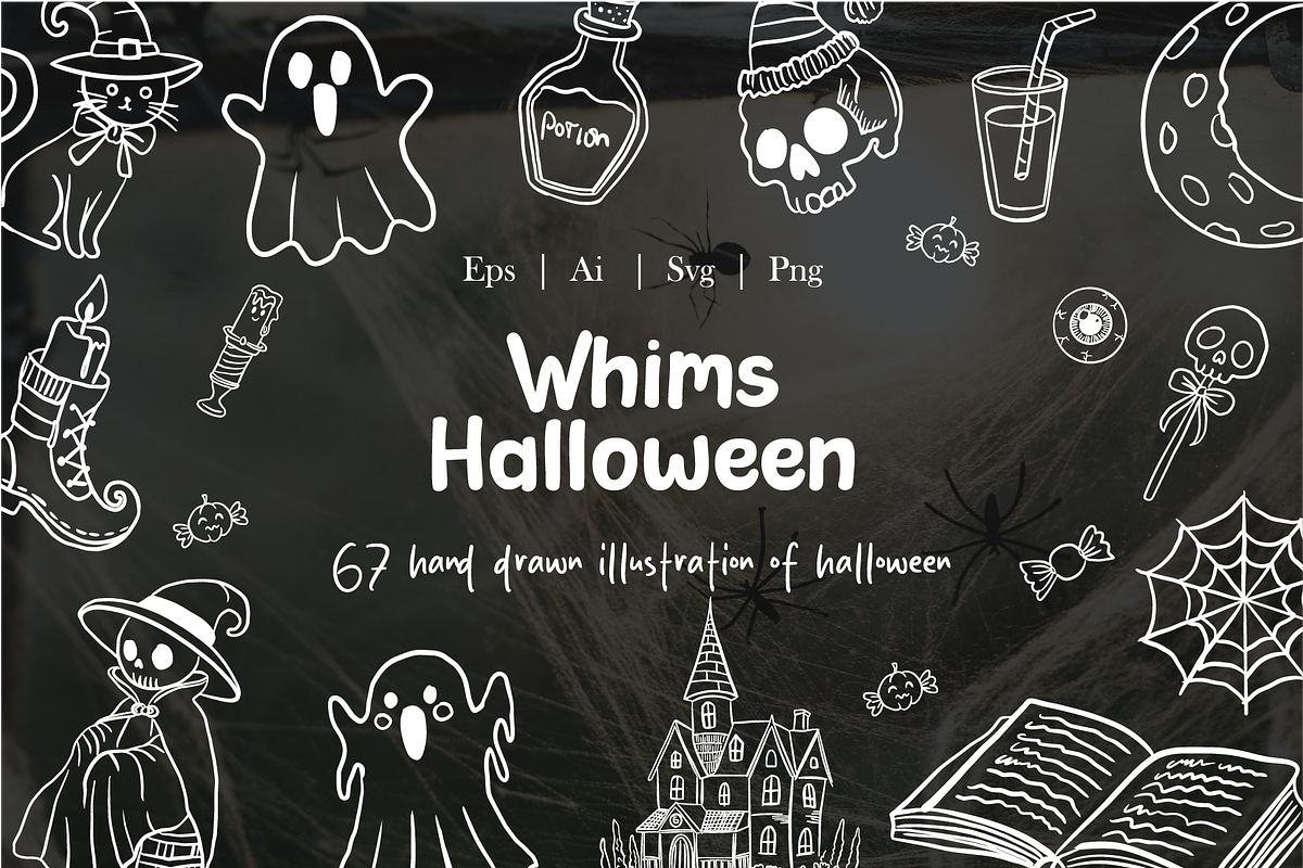 Whims Halloween Line Art, a Decorative Illustration by HunEyy (Photo 1 of 8)