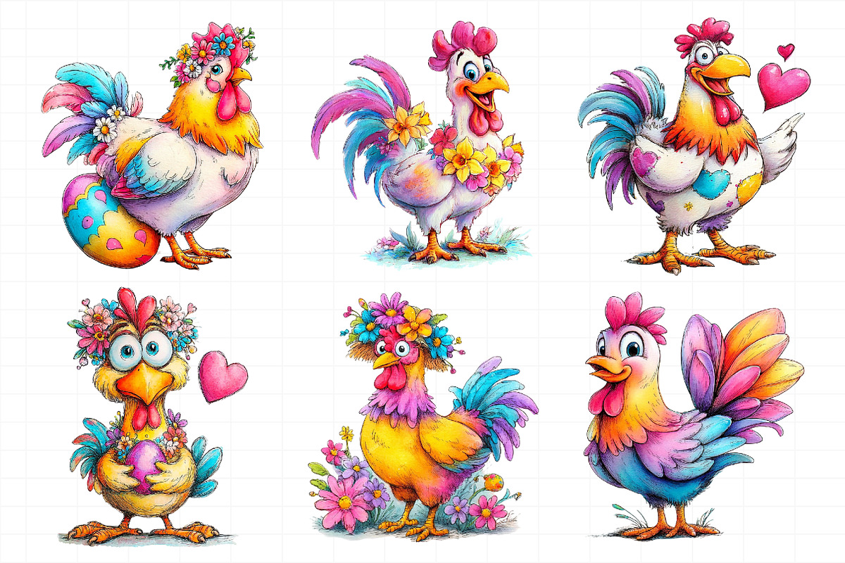 Floral Chicken Easter Hen Clipart, an Illustration by Daily.Designs (Photo 7 of 8)