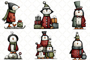 Whimsical Christmas Penguin Clipart, an Animal Illustration by Black Bird Studio (Thumbnail 2 of 6)