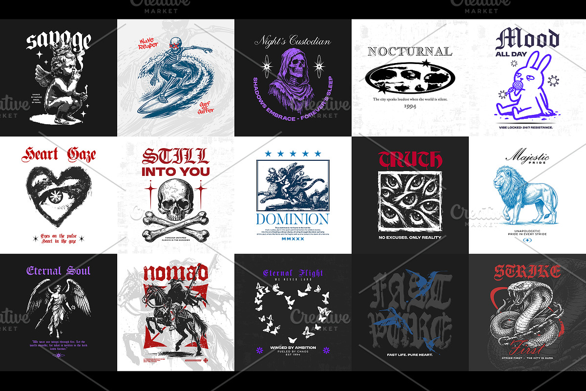 50 Streetwear T-Shirt Designs Bundle, an Object Graphic by Pries Studio (Photo 3 of 4)