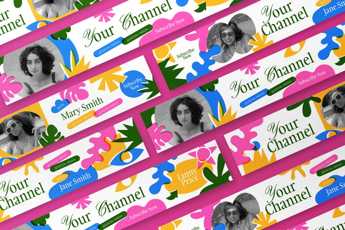 Colorful Risograph Youtube Banner, a Social Media Template by graphicook (Photo 3 of 3)