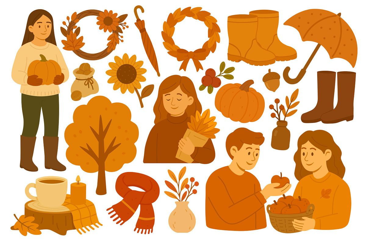 Autumn set, a Seasonal Illustration by ananastya (Photo 4 of 10)