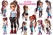 Cute Ponytail Girls Clipart, an Object Graphic by DreamerStarCo (Thumbnail 1 of 7)