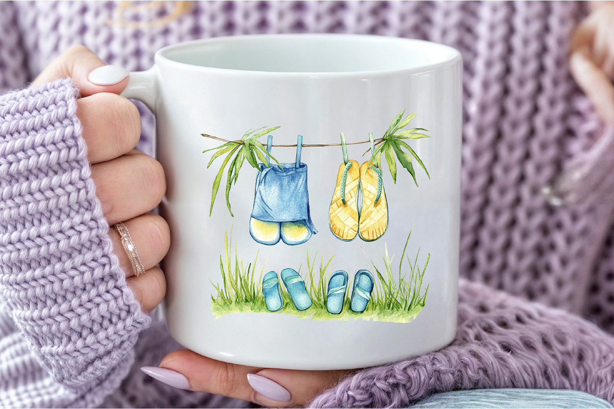 Summer Laundry Day Clipart, an Illustration by DreamCafeArt (Photo 5 of 8)