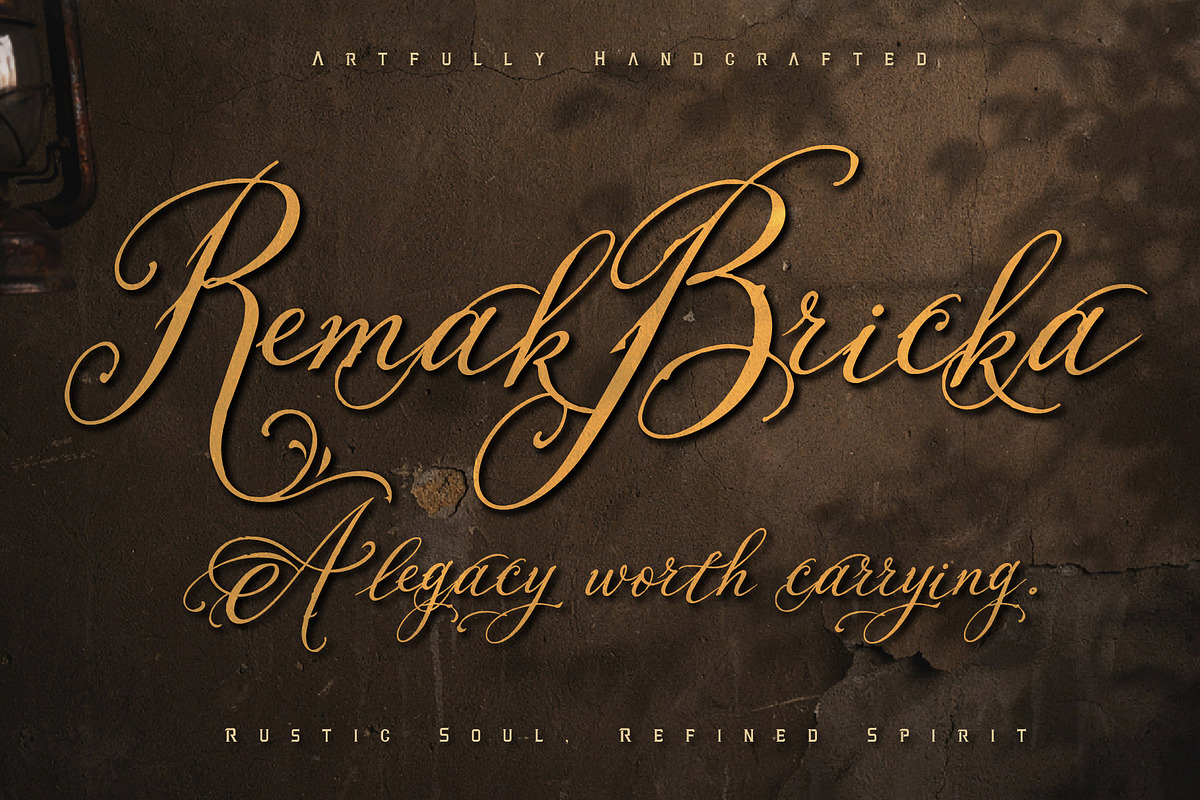 RemakBricka - Rustic Vintage Script, a Script Font by HypeWorksCo (Photo 1 of 16)