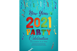 New Year 2021 party poster template