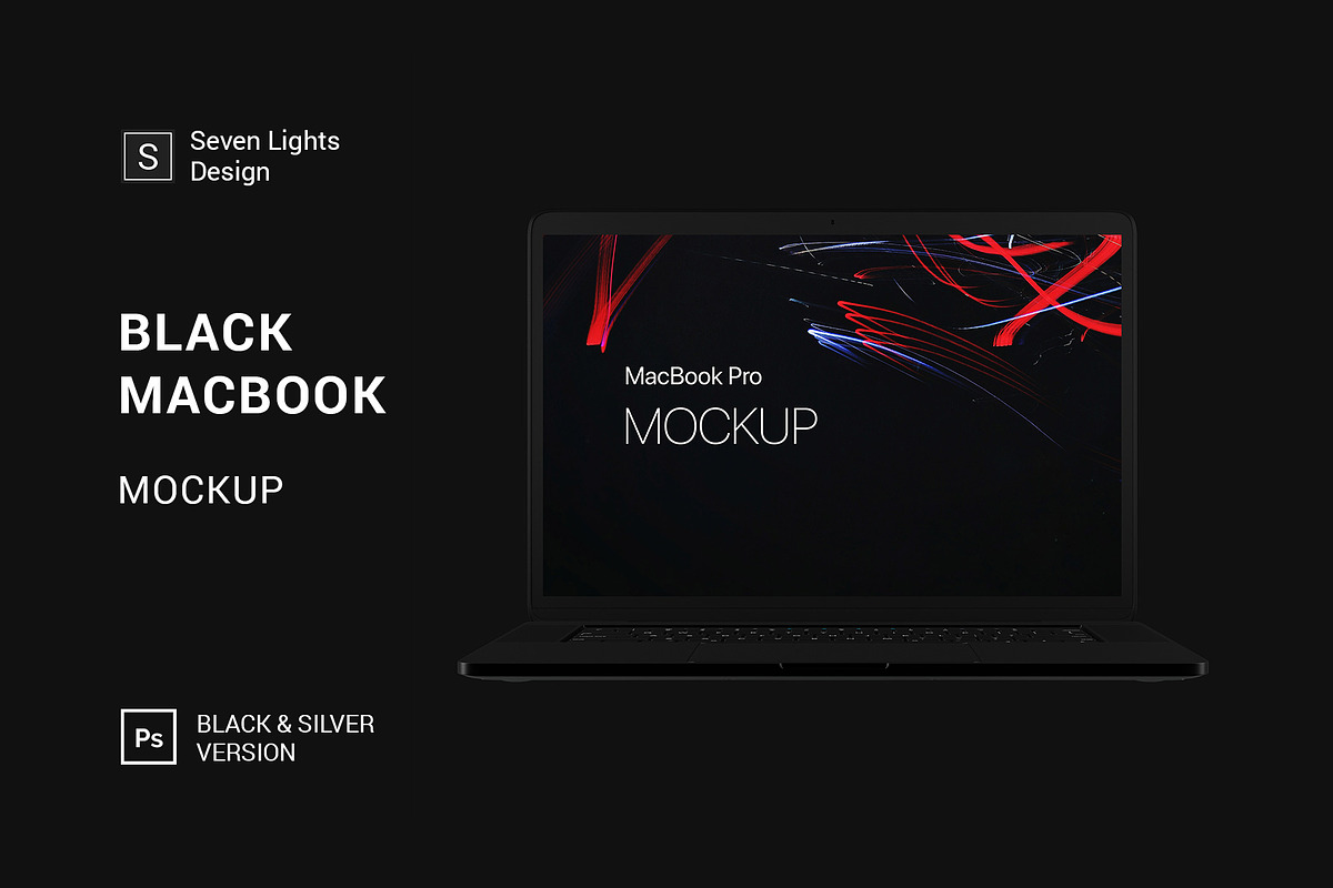 Black MacBook Mockup, a Mac Mockup by Seven Lights (Photo 1 of 4)