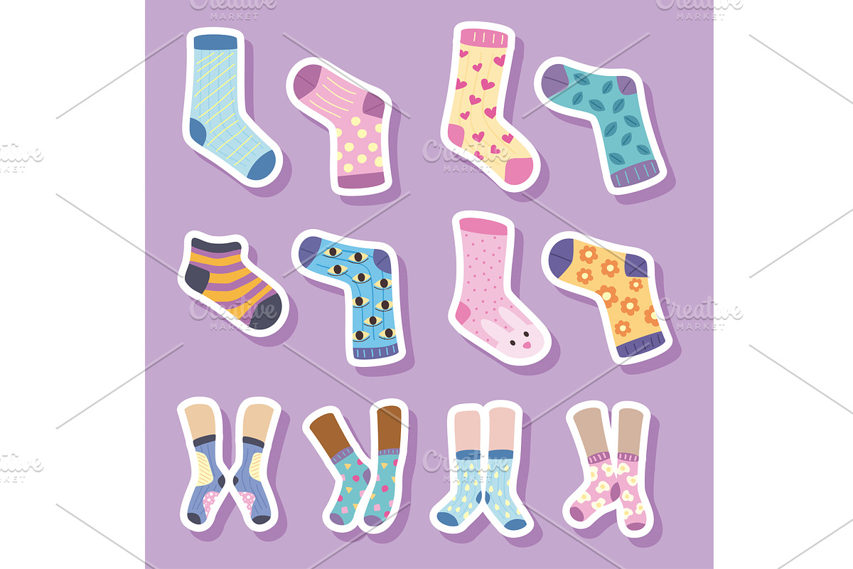 twelve funny socks icons, an Object Illustration by studiogstock