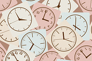 Seamless vector background. Clock., a Decorative Illustration by katykin (Thumbnail 3 of 4)