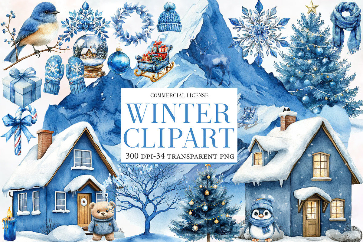 Cute Winter Clipart, an Illustration by Designworld (Photo 1 of 5)