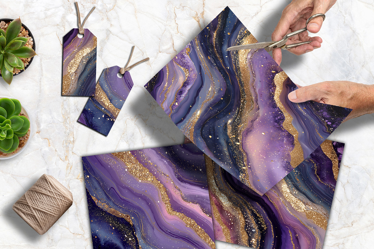 Royal Purple Agate Digital Paper Set, a Background Graphic by V Design Creator (Photo 5 of 12)