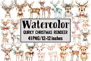 Quirky Christmas Reindeer, an Illustration by Design Market (Thumbnail 1 of 3)