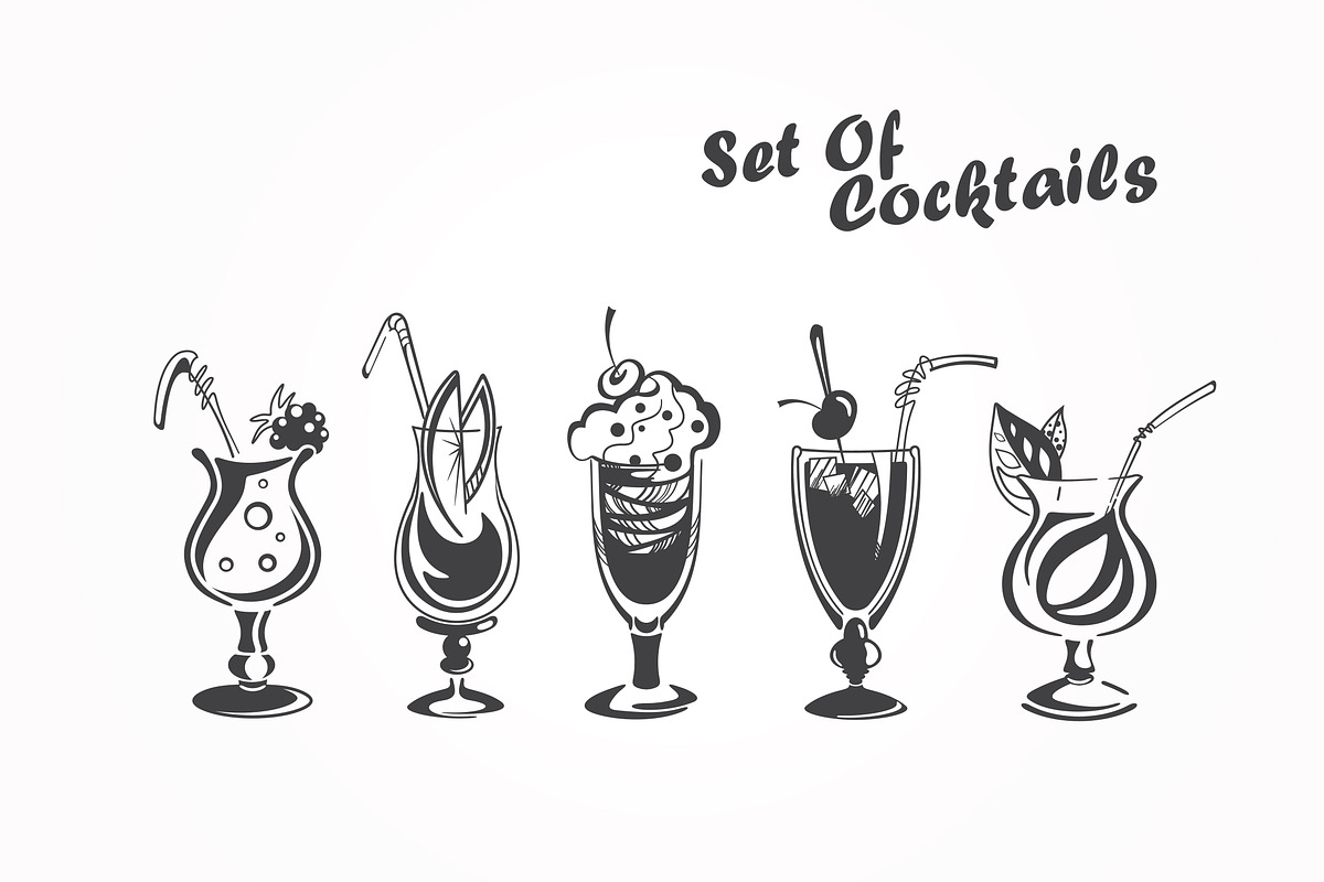 Black Cocktail Icons, an Object Graphic by logika 600 (Photo 1 of 2)
