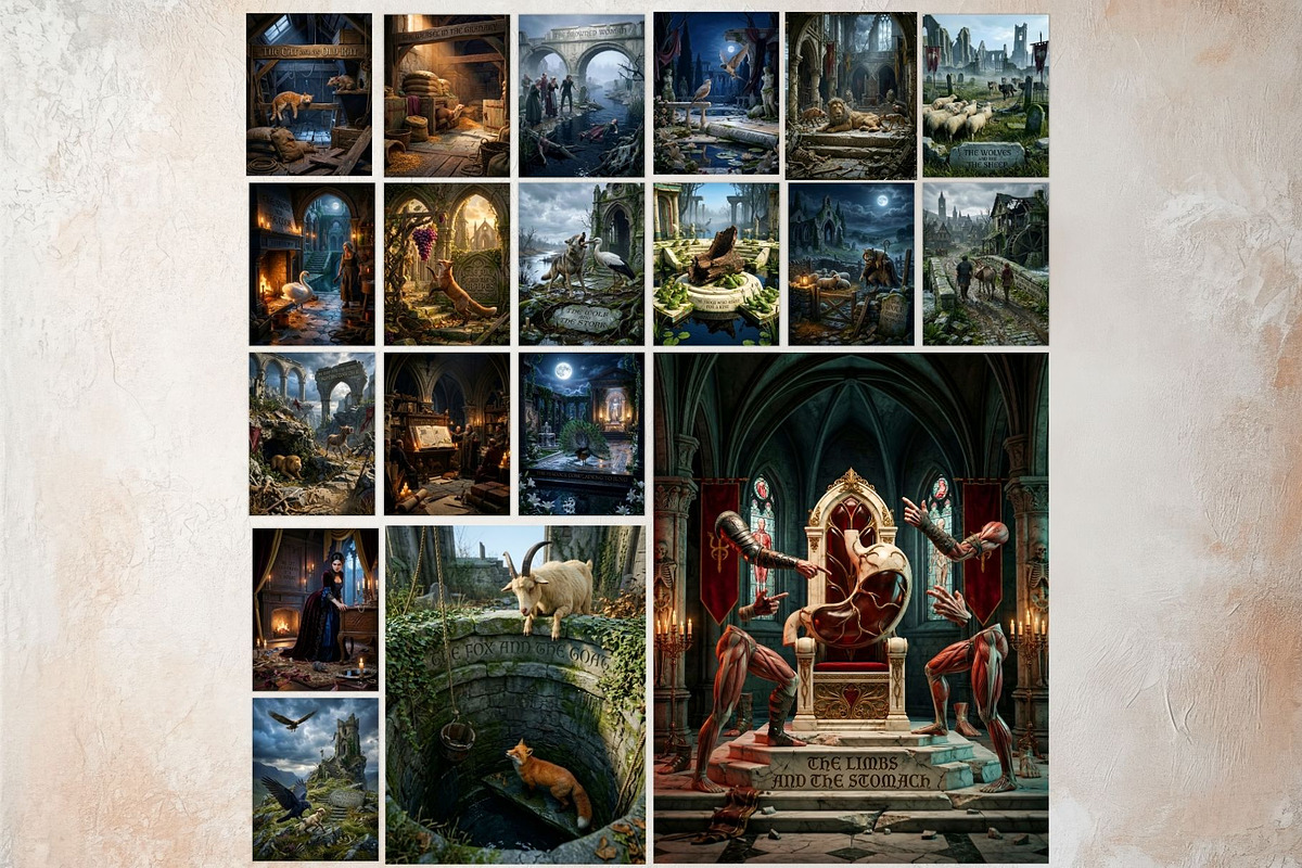 Jean De La Fontaine Fables Papers V1, an Education Illustration by ThatsDesignArt (Photo 5 of 16)
