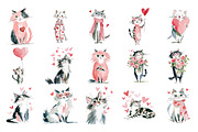 Valentine Kitten Cliparts Bundle, an Illustration by Craft Nest (Thumbnail 4 of 7)
