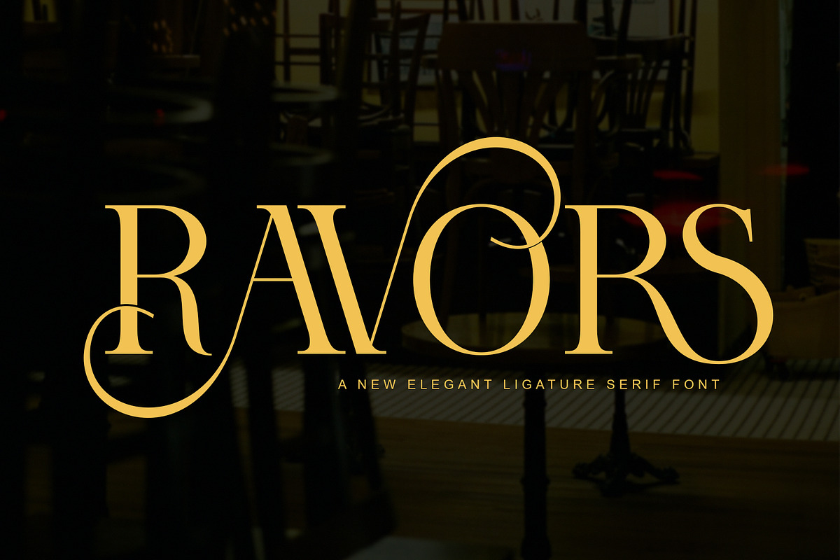 RAVORS Elegant Ligature Serif, a Serif Font by Alfinart (Photo 1 of 8)