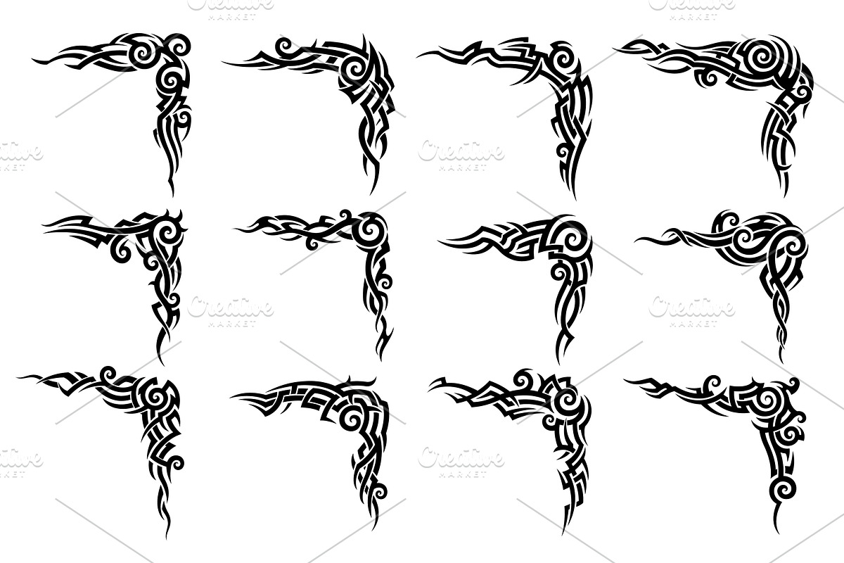 Tribal Maori corner tattoo, a Decorative Illustration by Vector Tradition