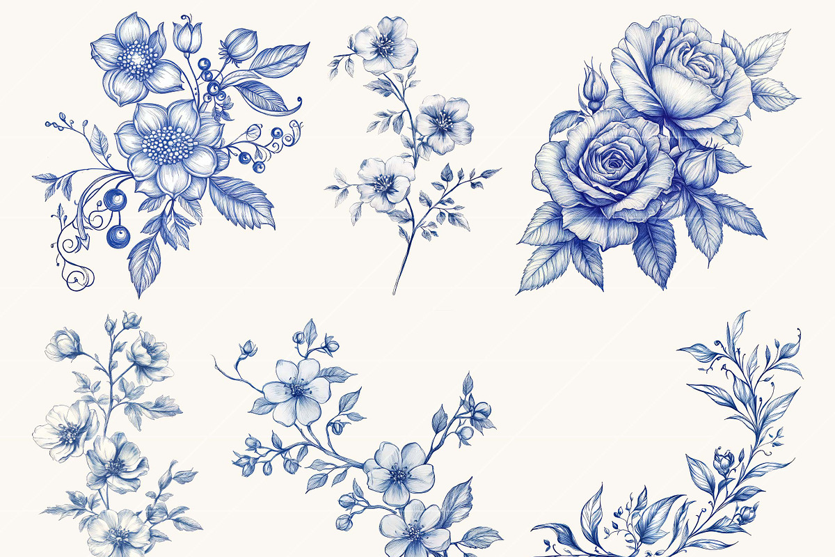 Vintage Line Art Floral Clipart, an Object Illustration by SparkyDesignsUS (Photo 5 of 9)