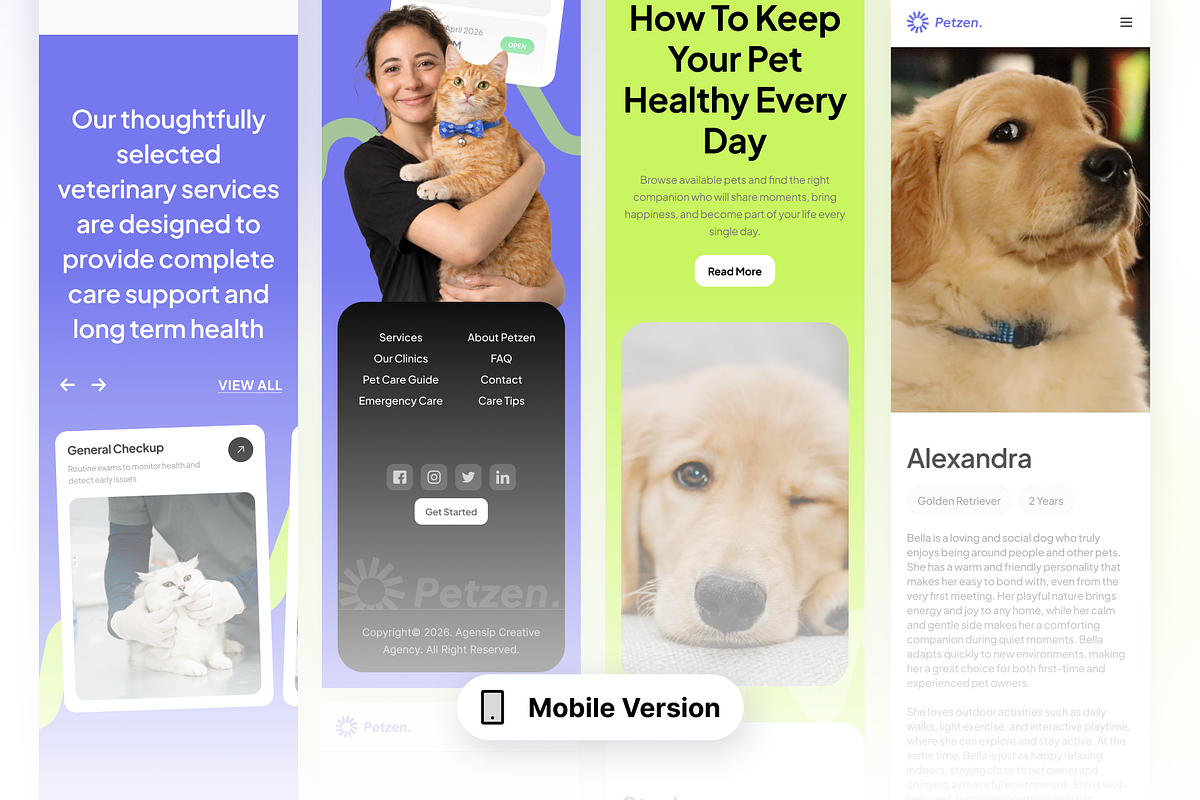Petzen - Modern Pet Clinic Web UI, an UI Kit Template by Agensip Design Agency (Photo 8 of 10)
