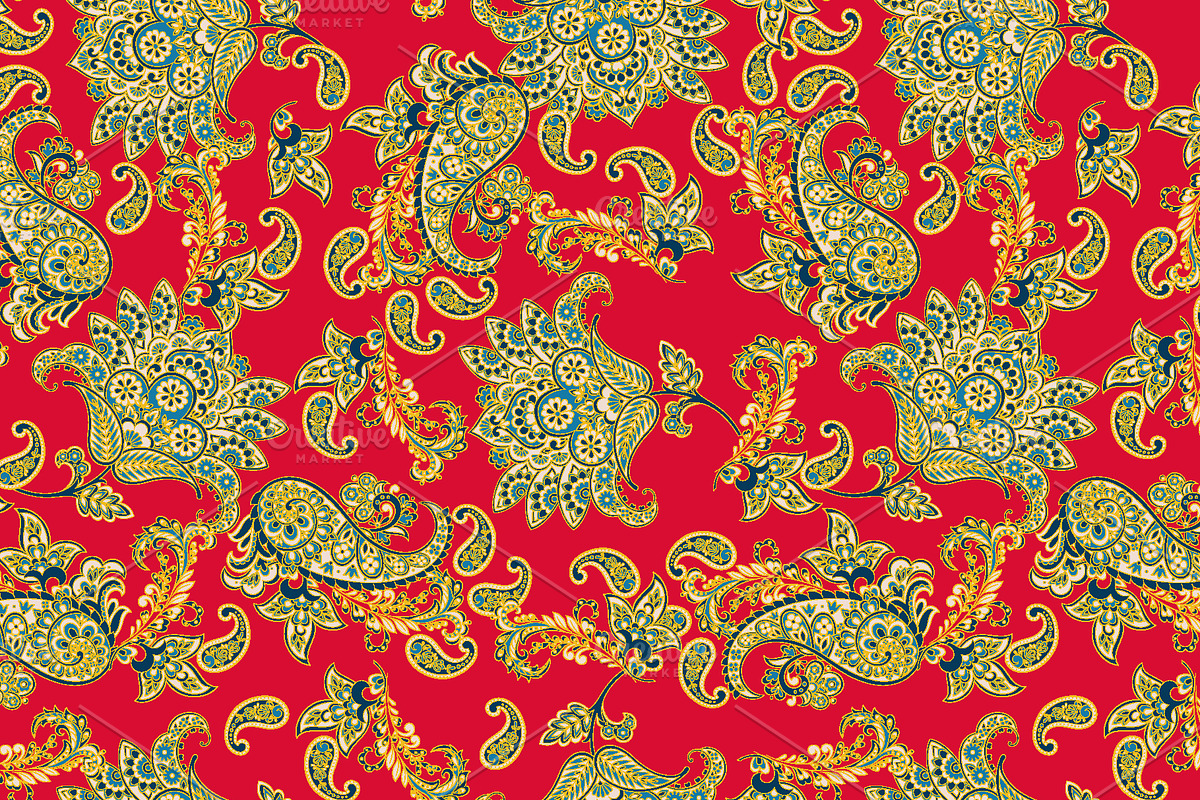 6 Paisley Seamless Floral patterns, a Pattern Graphic by antalogiya (Photo 5 of 7)