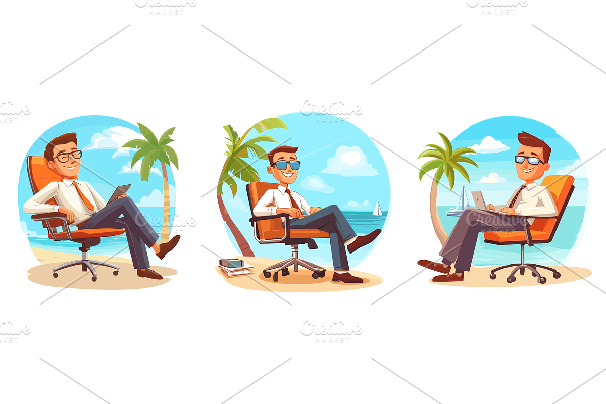 Office worker dreams of vacation, a Person Illustration by Stock-Smart-Start