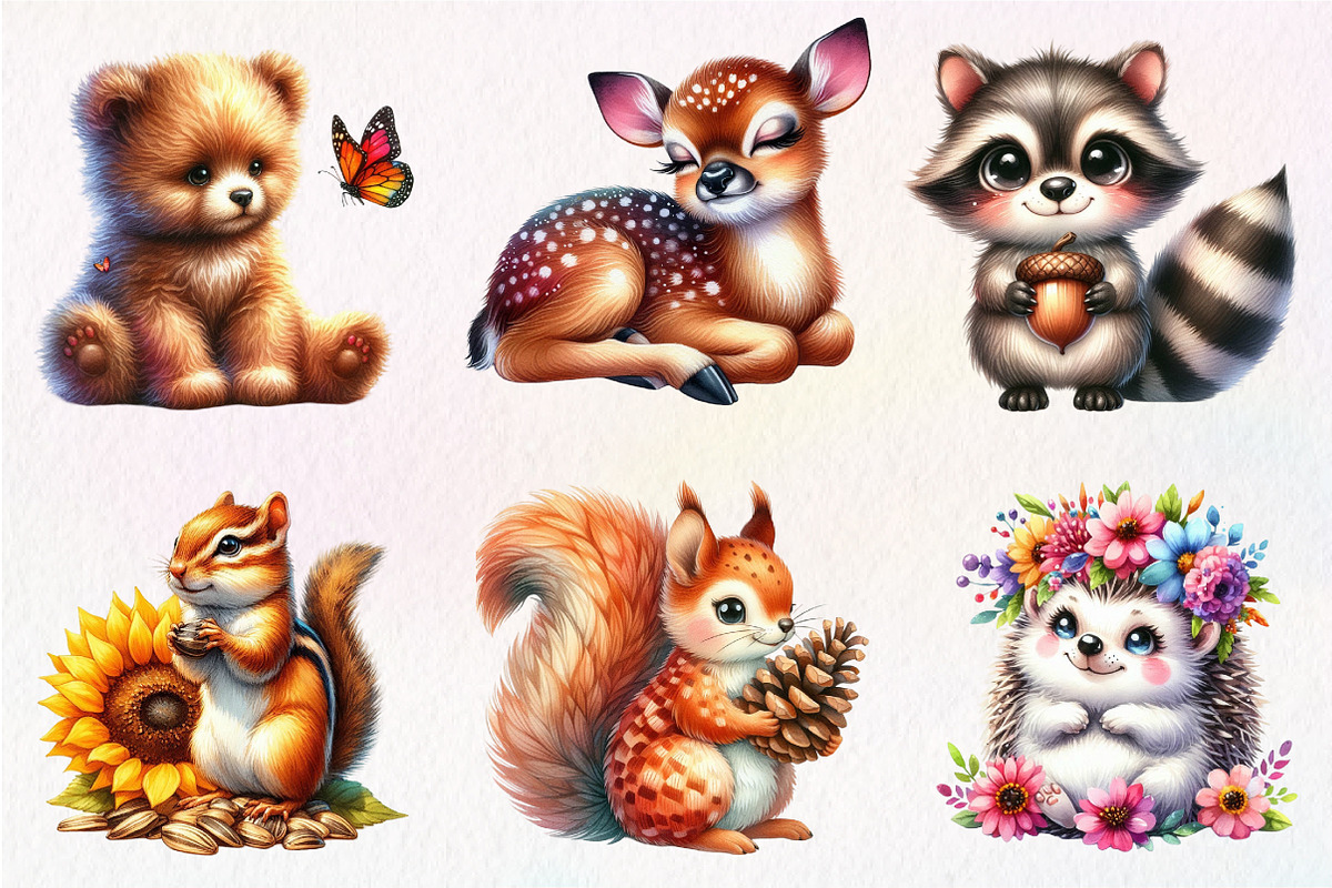 Cute Woodland Animal Clipart, an Illustration by Dream Creation (Photo 2 of 7)